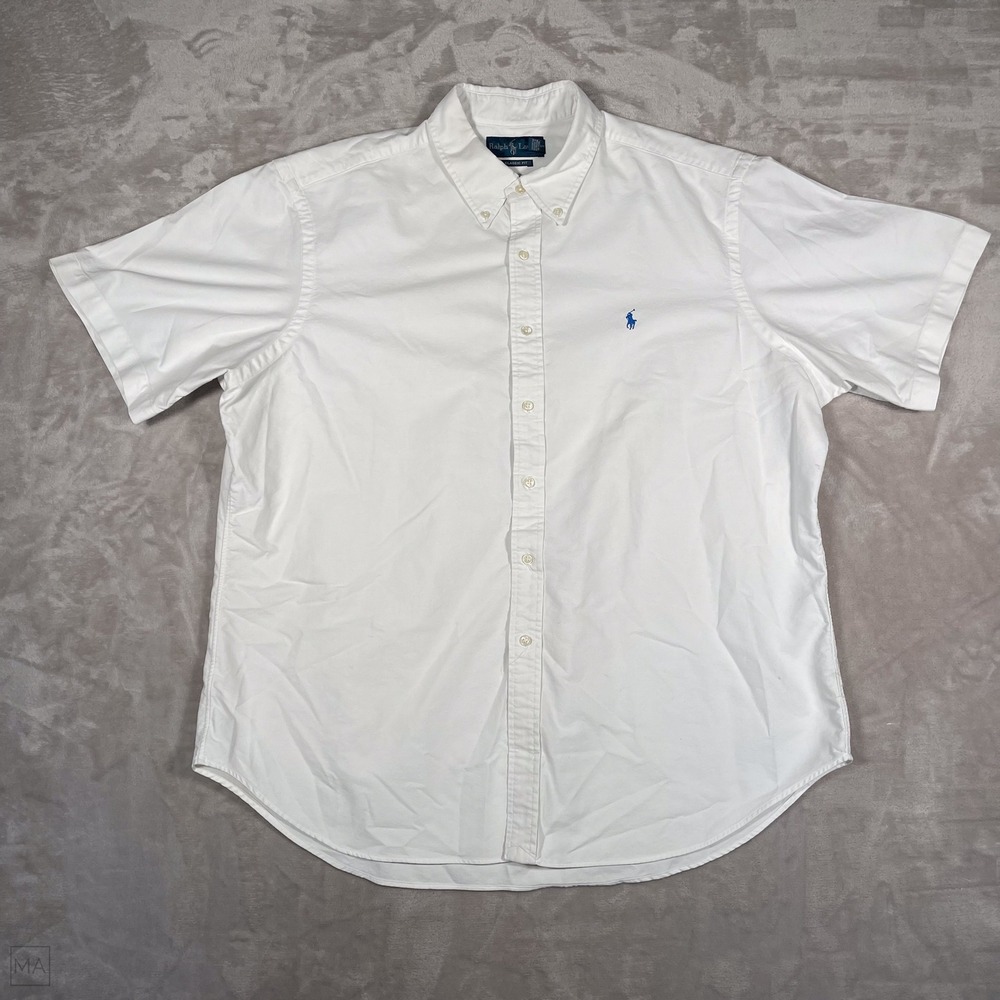 Ralph Lauren Men's Shirt Button Down Preppy Business Casual XXL White